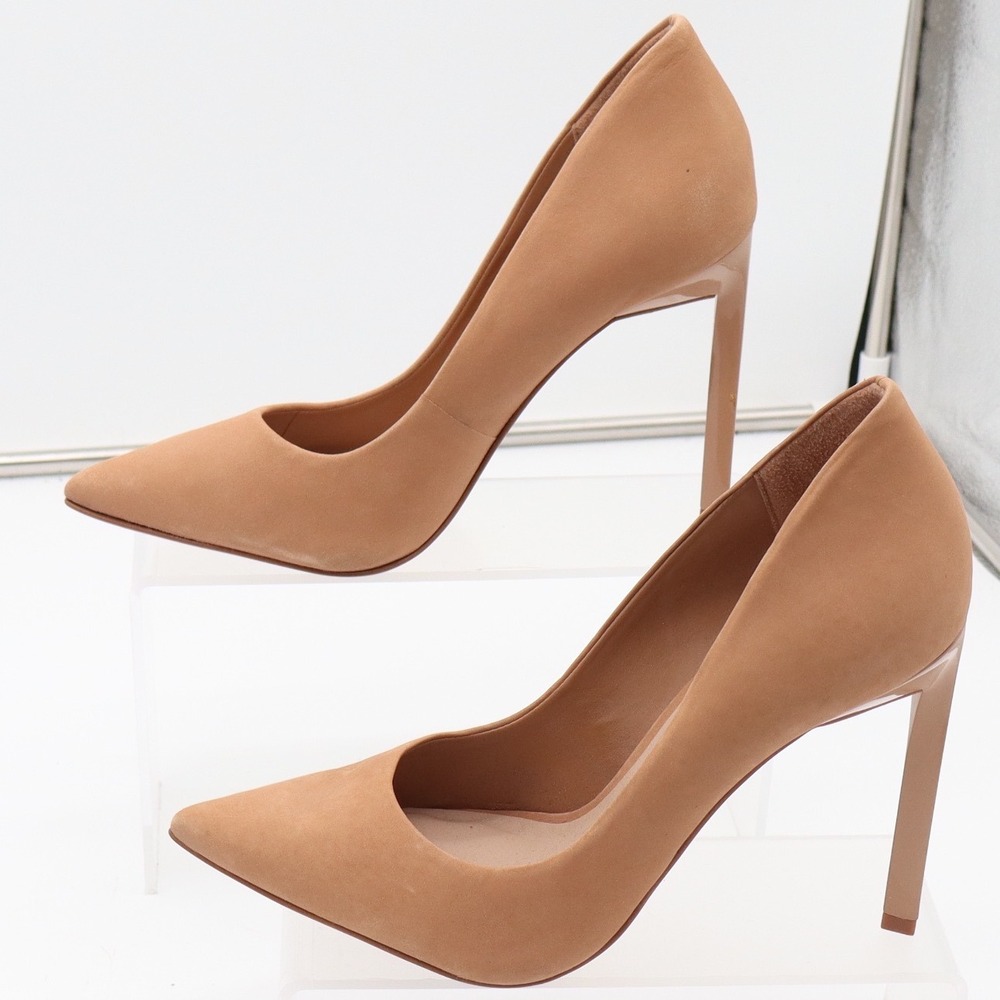 Aldo Pumps Womens 8.5 Pointed Toe Stiletto Tan Faux Suede Heels Good